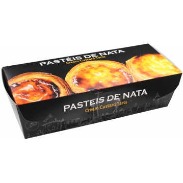 Caixa em cartolina para 6 Pasteis de Nata 205x73x60mm Impresso Preto 4x35un
