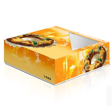 Caixa em cartolina com janela para Bolo Rei 300x300x75mm 50 un