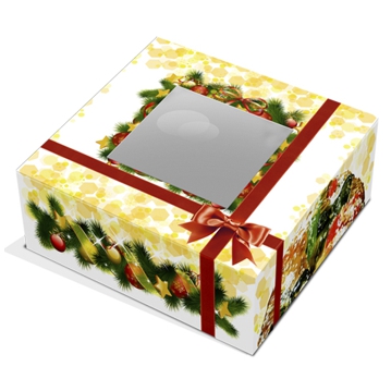 Caixa em cartolina com janela para Bolo Rei 240x240x75mm 50 un