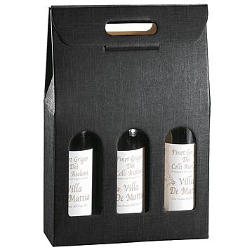 Bo�te en carton pour 3 bouteilles Noir 270x90x385mm 30 unit�