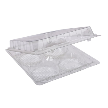 Embalagem de Pl�stico PET/RPET Transparente  198x190x53mm 4 compartimentos Patipack 300 un