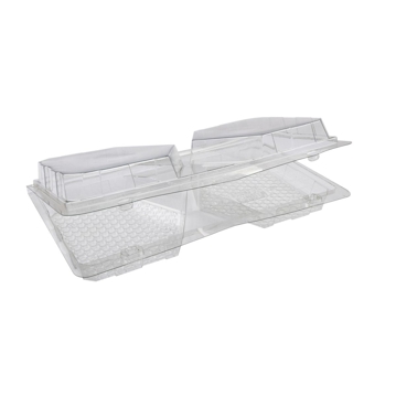 Embalagem de Pl�stico PET/RPET Transparente  243x140x50mm 2 compartimentos Patipack 200 un