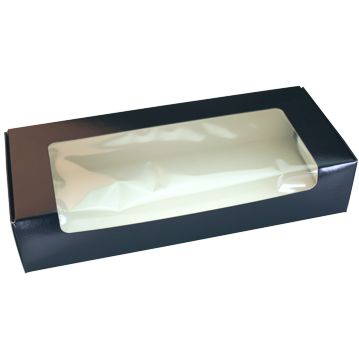 Embalagem Rectangular com Janela para Sushi 215x90x45mm Preto ST5 Caixa 100
