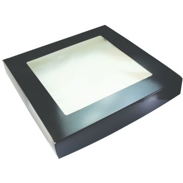 Embalagem Quadrada com Janela para Sushi 300x300x45mm Preto OK24 Caixa 100