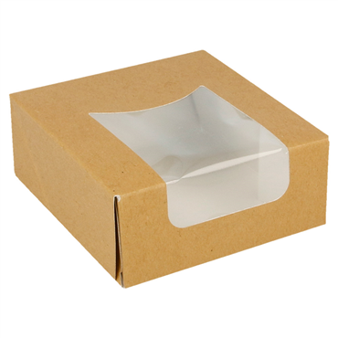 Embalagem Quadrada com Janela Kraft 100x100x40mm 400un