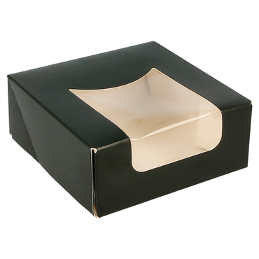 Embalagem Quadrada com Janela Preto 100x100x40mm 400un