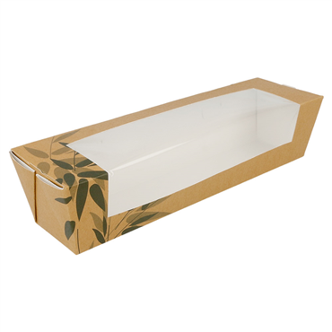 Embalagem com Janela Sandwich Rectangular Baguete 260x65x62mm Caixa 180