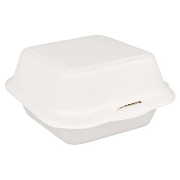 Contentor em Cana de Acar Branco Hamburguer 152x150x84mm 12x50un