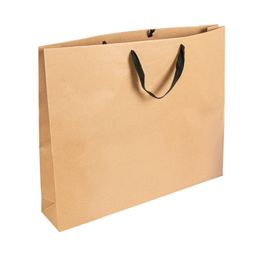 Saco Papel Kraft com Asa Cordo Preto 520+100x420mm 50un