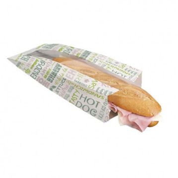 Saqueta de Papel Pergaminho Anti-Gordura com Janela 90+60x350mm 250un