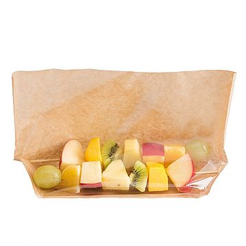 Saqueta de Papel Kraft Castanho + PP com Janela Turtle Pack 270x150x40mm 100 un