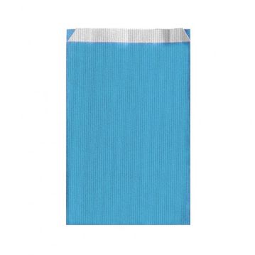 Saqueta Papel Celulose Branca Verjurada Azul Turquesa 190+80x350mm 250 un