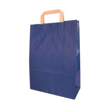 Saco Papel Azul Escuro com Asa Plana 180x80x240mm 600un