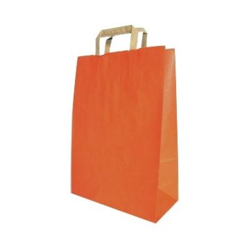 Saco Papel Laranja com Asa Plana 220x100x290mm 500un