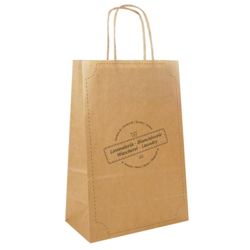 Saco de Papel 320+160x430mm Castanho com Asa Retorcida para Lavandaria 250 un