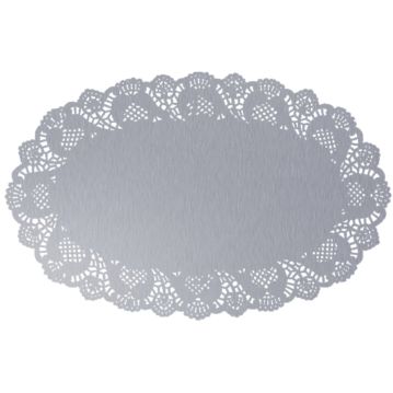 Naperon em Papel Prateado Oval Rendado 370x240mm 250un