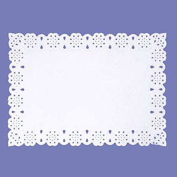 Naperon em Papel Branco Rendado Rectangular 370x260mm 100 un