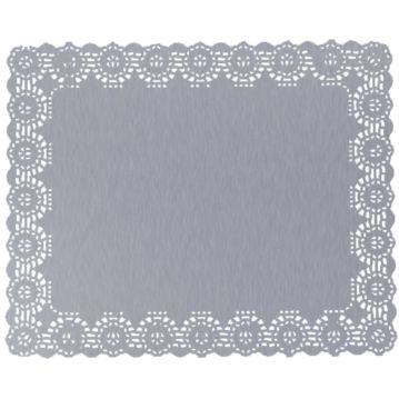 Naperon em Papel Prateado Rendado Rectangular 320x260mm 100 un