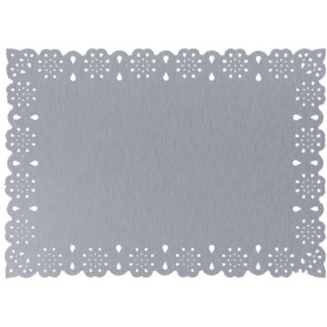 Naperon em Papel Prateado Rendado Rectangular 420x160mm 100 un