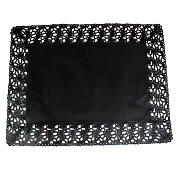 Naperon em Papel Preto Rendado Rectangular 450x360mm 250 un