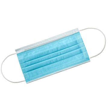 Mscara facial cirurgica com elstico e dobras Azul 50 un