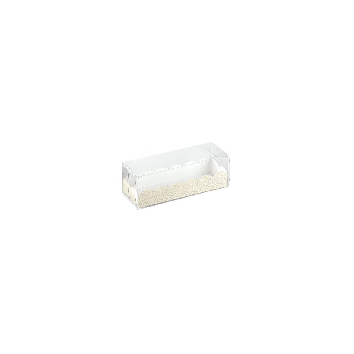 Emballage plastique transparent à base de carton ivoire pour les macarons  160x50x50mm 200 unité