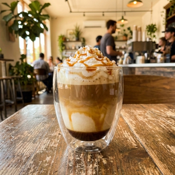 Latte com Caf� ou Matcha e Caramelo Salgado